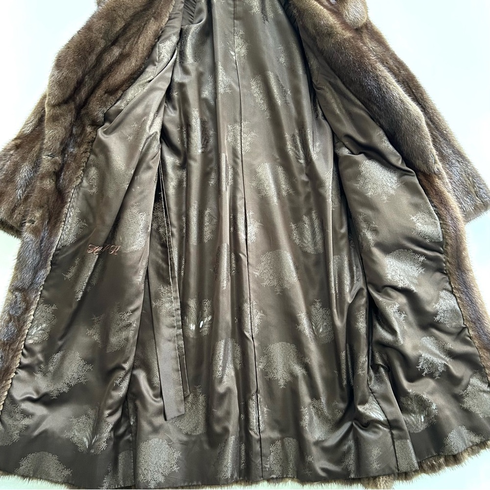 Vintage Genuine Brown Lunaraine Mink Fur Long Coat - Picture 8 of 11